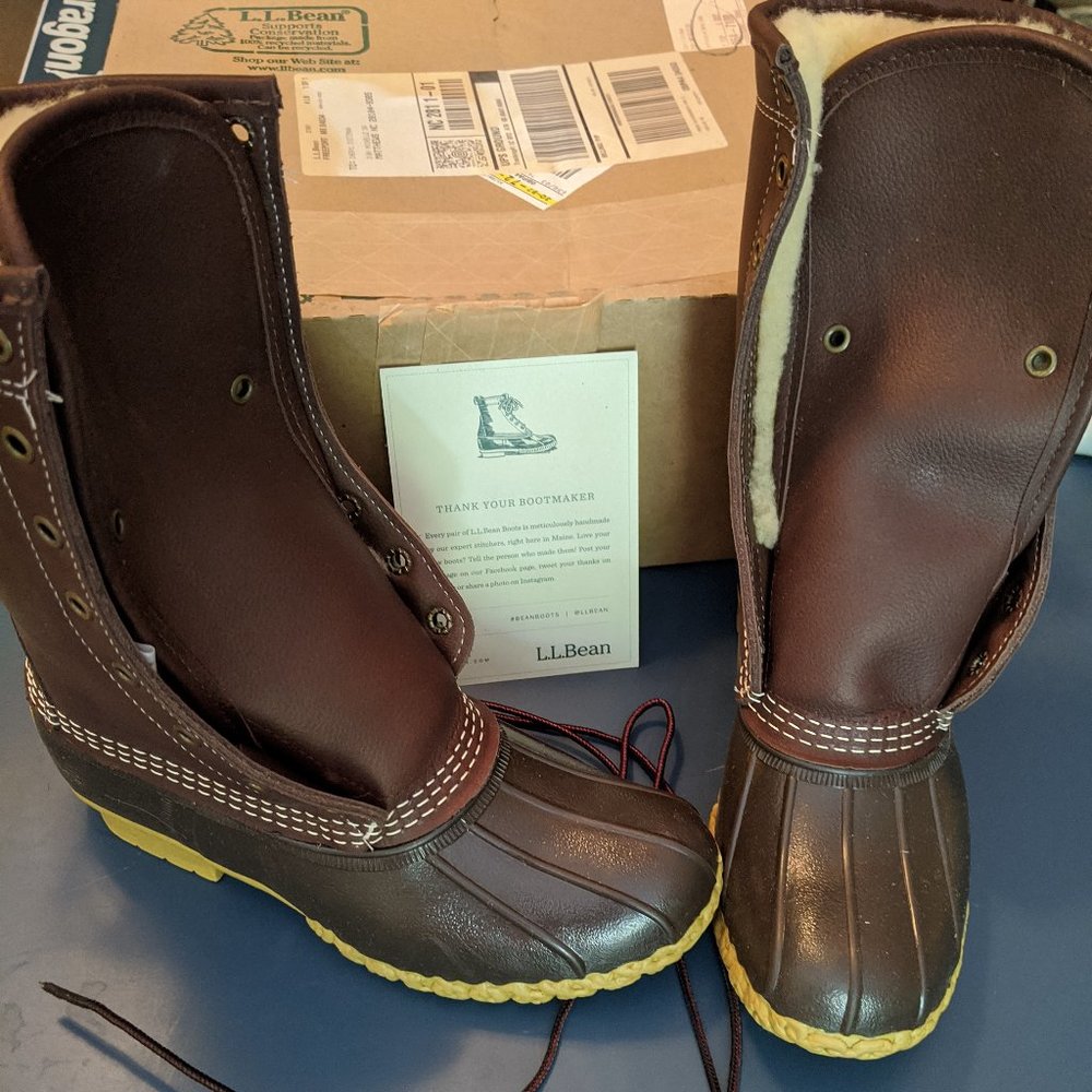 LL Bean 10 inch shearling-lined boots.   Size 6.